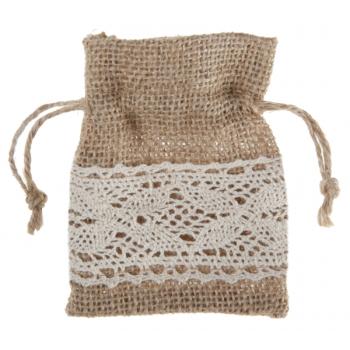 SACHET NATUREL JUTE ET DENTELLE X4