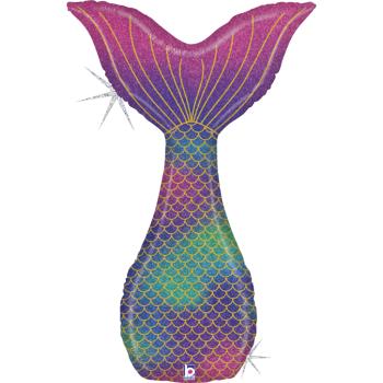 BALLON ALU QUEUE DE SIRENE GLITTER 41"116CM