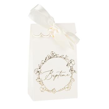 SACHETS CARTON BAPTEME CREME ET OR 7,5x12,5x4,4cm X10