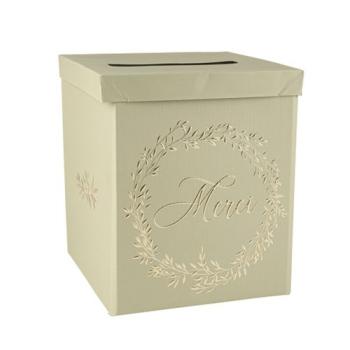 URNE MERCI JOLIS BRINS VERT SAUGE ET OR 21X25CM