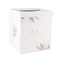 URNE MERCI PAMPAS FLEURS DE COTON ET OR 21X25CM