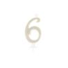 BOUGIE CHIFFRE 6 CALLIGRAPHIE PAILLETTE OR 10,5CM