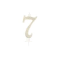 BOUGIE CHIFFRE 7 CALLIGRAPHIE PAILLETTE OR 10,5CM