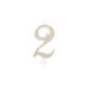 BOUGIE CHIFFRE 2 CALLIGRAPHIE PAILLETTE OR 10,5CM