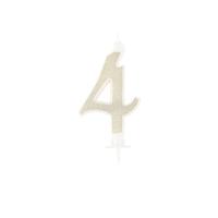 BOUGIE CHIFFRE 4 CALLIGRAPHIE PAILLETTE OR 10,5CM