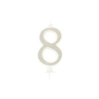BOUGIE CHIFFRE 8 CALLIGRAPHIE PAILLETTE OR 10,5CM