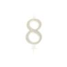 BOUGIE CHIFFRE 8 CALLIGRAPHIE PAILLETTE OR 10,5CM
