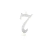 BOUGIE CHIFFRE 7 CALLIGRAPHIE PAILLETTE ARGENT 10,5CM