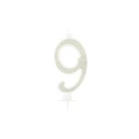 BOUGIE CHIFFRE 9 CALLIGRAPHIE PAILLETTE OR 10,5CM