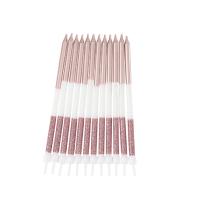 12 BOUGIES GEANTES ROSE GOLD PAILLETTES 12,5CM