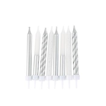 BOUGIES FANTAISIES ARGENT ET PAILLETTES 7,5cm X8