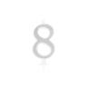 BOUGIE CHIFFRE 8 CALLIGRAPHIE PAILLETTE ARGENT 10,5CM