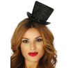 MINI CHAPEAU HAUT DE FORME NOIR BRILLANT