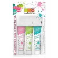 LOT COLOR GELS PASTEL X3 (vert/rose/turquoise)