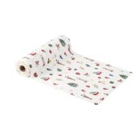 CHEMIN DE TABLE DOUCEUR D ENFANCE VELOURS BLANC VERT ET ROUGE 28CMX3M