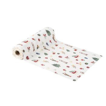 CHEMIN DE TABLE DOUCEUR D ENFANCE VELOURS BLANC VERT ET ROUGE 28CMX3M