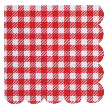 serviette campagne vichy rouge 32x32cm x20