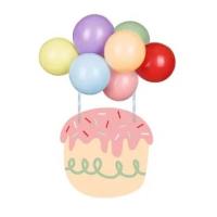 CAKE TOPPER BALLONS COULEURS MIX 29CM (10ballons+2pailles...)