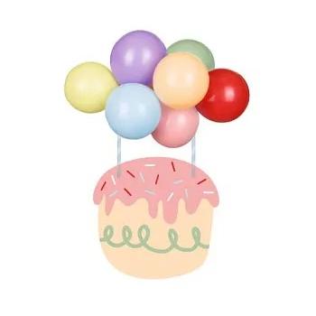 CAKE TOPPER BALLONS COULEURS MIX 29CM (10ballons+2pailles...)
