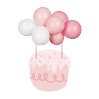 CAKE TOPPER BALLONS ROSE 29CM (10ballons+2pailles...)
