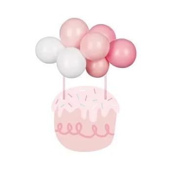 CAKE TOPPER BALLONS ROSE 29CM (10ballons+2pailles...)