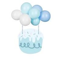 CAKE TOPPER BALLONS BLEU 29CM (10ballons+2pailles...)