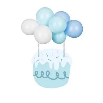 CAKE TOPPER BALLONS BLEU 29CM (10ballons+2pailles...)