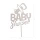 CAKE TOPPER BABY SHOWER ARGENT 16X10CM