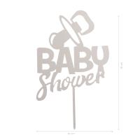 CAKE TOPPER BABY SHOWER ARGENT 16X10CM
