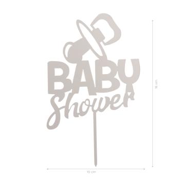 CAKE TOPPER BABY SHOWER ARGENT 16X10CM