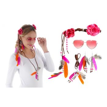 KIT HIPPIE LUXE 4 PIECES (lunettes/bandeau/boucles oreilles/collier)