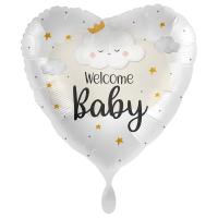 BALLON ALU COEUR WELCOME BABY 43CM
