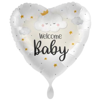BALLON ALU COEUR WELCOME BABY 43CM