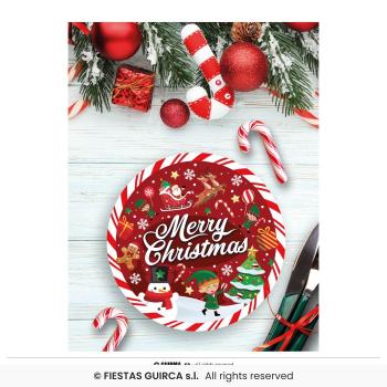ASSIETTES CARTON MERRY CHRISTMAS 23CM X6