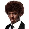 PERRUQUE AFRO PULP FICTION AVEC MOUSTACHE ET ROUFLAQUETTES