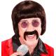 PERRUQUE MUSIC MAN ANNEES 60 BRUNE AVEC MOUSTACHE ET LUNETTES