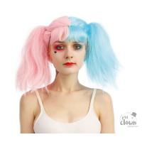 PERRUQUE ARLEQUIN AVEC COUETTES ROSE ET BLEU