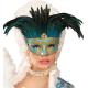 MASQUE COMTESSE BLEU PAILLETTES ET PLUMES