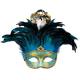 MASQUE COMTESSE BLEU PAILLETTES ET PLUMES