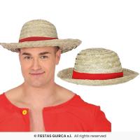 CHAPEAU DE PAILLE AVEC RUBAN ROUGE ADULTE