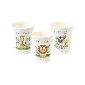 GOBELET CARTON ANIMAUX DE LA SAVANE 250ML X6