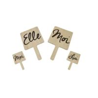 JEU "ELLE/LUI" - "LUI/MOI" 2 PANCARTES EN BOIS 30X18CM