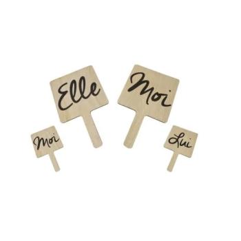 JEU "ELLE/LUI" - "LUI/MOI" 2 PANCARTES EN BOIS 30X18CM