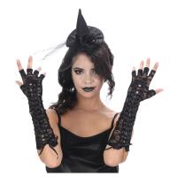 GANTS DENTELLE NOIRE AVEC LACET