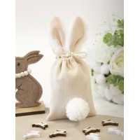 SACHET OREILLES ET POMPON LAPIN 20X10X3CM