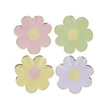 PETITES ASSIETTES FLEURS CARTON COULEURS ASS. ET OR DIAM.18CM X8