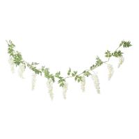 GUIRLANDE DE GLYCINE TOMBANTE BLANC ET FEUILLAGE 1.80M