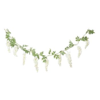 GUIRLANDE DE GLYCINE TOMBANTE BLANC ET FEUILLAGE 1.80M