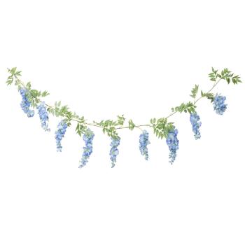 GUIRLANDE DE GLYCINE TOMBANTE BLEU ET FEUILLAGE 1.80M