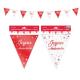 GUIRLANDE FANION JOYEUX ANNI. METALLIQUE ROUGE 6M